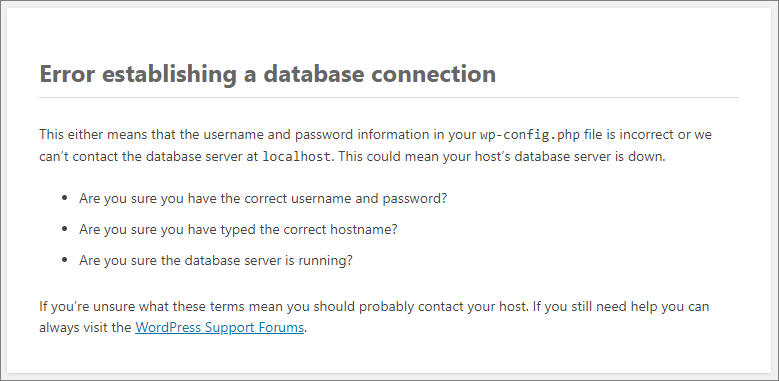 WordPress 数据库错误