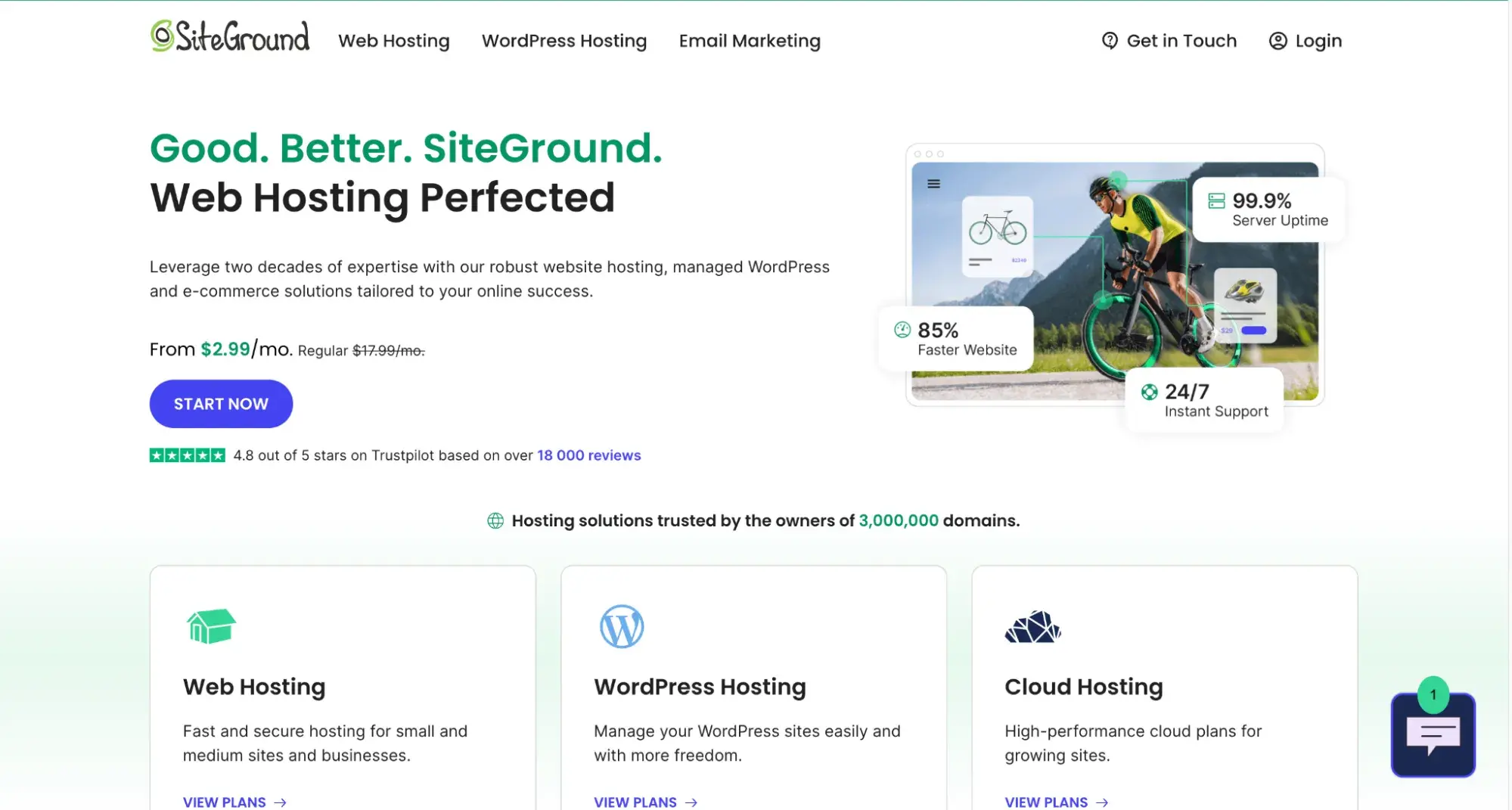 SiteGround 的网站,为小型企业网站提供网络托管服务